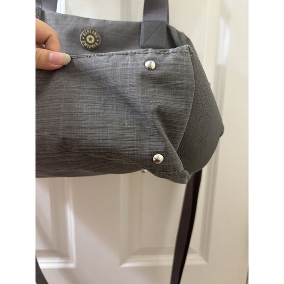Kipling Rare GRAY Nylon BIG Pocket FRONT Large Weekend Travel Tote Bag - Picture 5 of 12